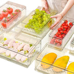 【𝗔𝗦𝗛】Premium🔥Hard Drawer Stackable Kitchen Storage Cabinet, Refrigerator,Freezer Food Storage Box with Handles, Food