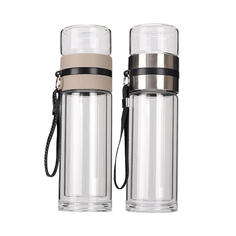 【𝗔𝗦𝗛】[Twin Pack] Tempered Glass Water Bottle Tea Filter Heat Resistant Tumbler Separation Infuser 茶水分离杯
