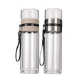 【𝗔𝗦𝗛】[Twin Pack] Tempered Glass Water Bottle Tea Filter Heat Resistant Tumbler Separation Infuser 茶水分离杯