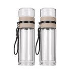 【𝗔𝗦𝗛】[Twin Pack] Tempered Glass Water Bottle Tea Filter Heat Resistant Tumbler Separation Infuser 茶水分离杯