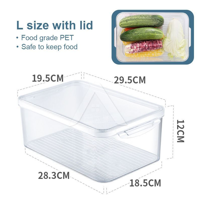 【𝗔𝗦𝗛】Full Transparent Food Storage Box Organizer With Lids Stackable Fridge Organizer with Handles Countertop