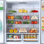 【𝗔𝗦𝗛】Full Transparent Food Storage Box Organizer With Lids Stackable Fridge Organizer with Handles Countertop