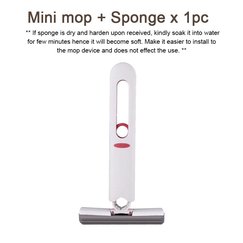 【𝗔𝗦𝗛】Hand-Free Mini Squeeze Mop🔥❗️ Home Kitchen Car Cleaning Mop Desk Cleaner Glass Sponge Cleaning Household 迷你拖把